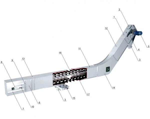 Наклонный транспортер скребковый